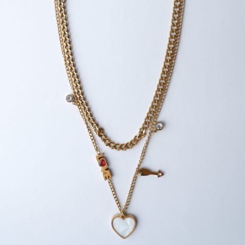 The Cupid's Strike Layered Curb Chain on white background