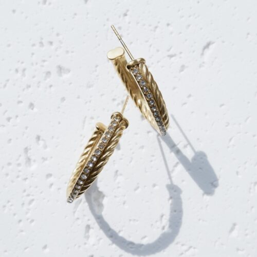 Golden Twist Pavé J Hoops
