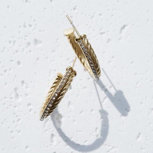 Golden Twist Pavé J Hoops