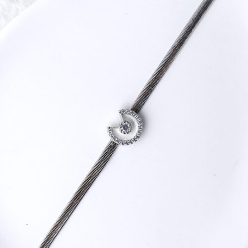 Herringbone Pavé Crescent Anklet