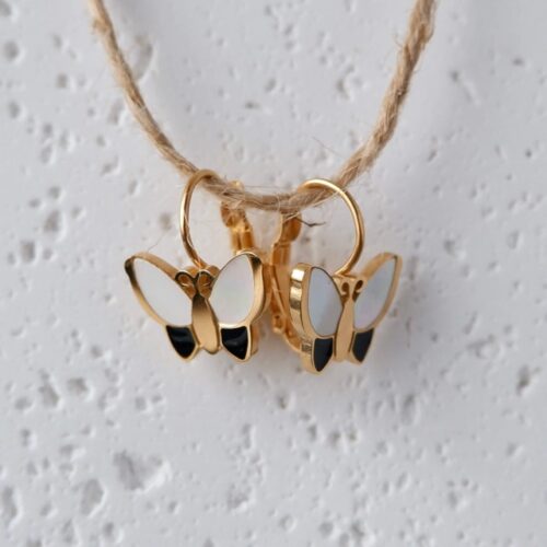 Two-Tone Butterfly Dangle Hoops