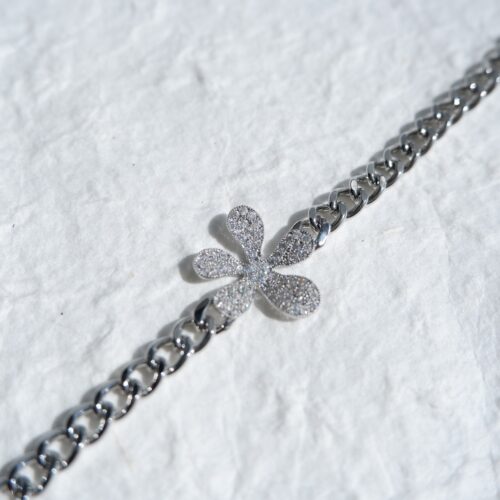 Chunky Curb Chain Pave Pansy Bracelet
