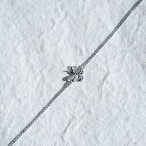 Dainty Silver Pave Bee Charm Tennis Bracelet
