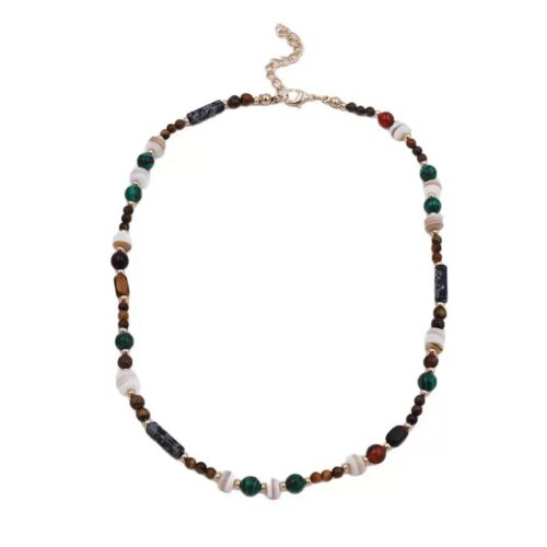 Bohemian Dark Agate Beaded Collar Necklace