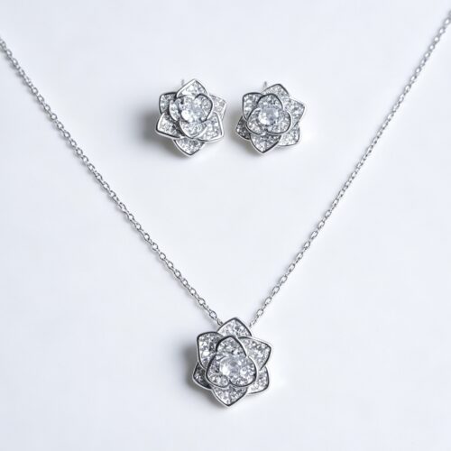 Classic Pave Rose Light Blue Zircon Jewelry Set
