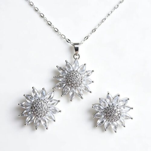 Dainty Micro-Paved Sunburst Jewelry Set