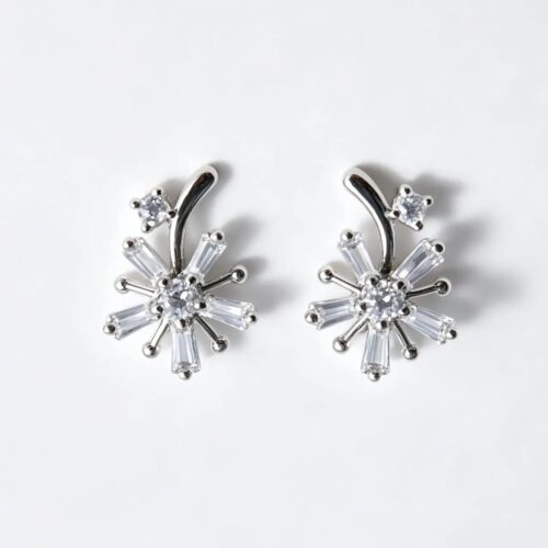 Sparkling Sunburst Floral Stud Earrings