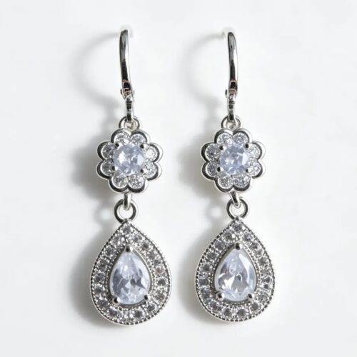 Vintage Floral Teardrop Dangle Earrings