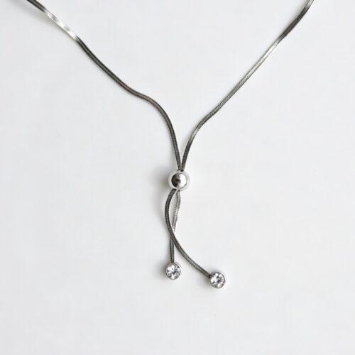 Minimalist Silver Snake Chain Lariat Y-Necklace